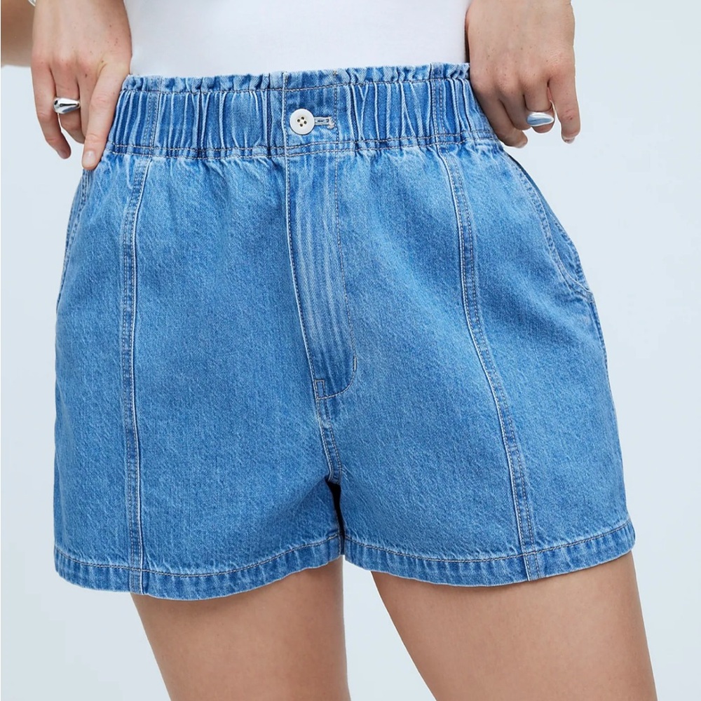 NWT* Madewell Denim Pull-On Paperbag Shorts in Bunten Wash Size 32